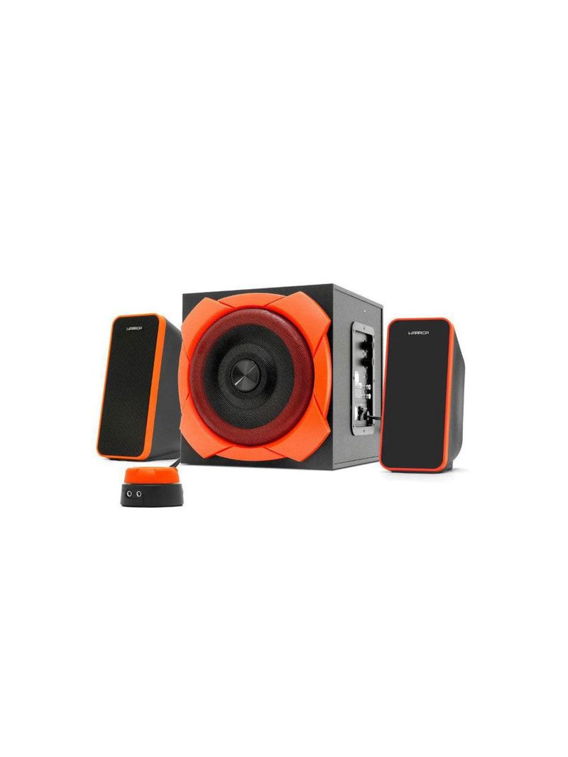 Caixa de som gamer grande 21 warrior preto e laranja - multilaser