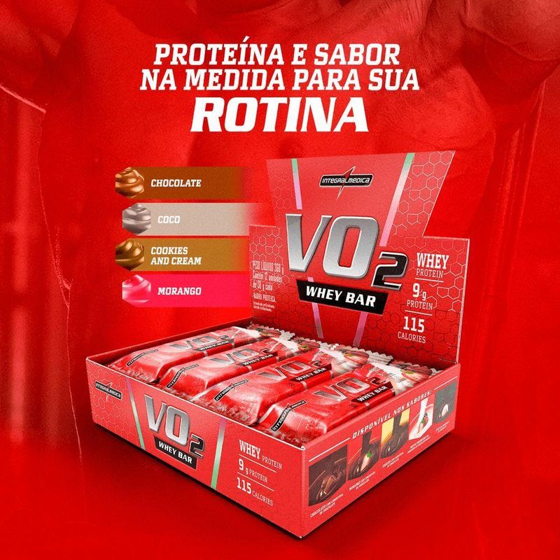 Barra Proteína Vo2 Whey Bar 12 Unidades - Integralmedica Chocolate