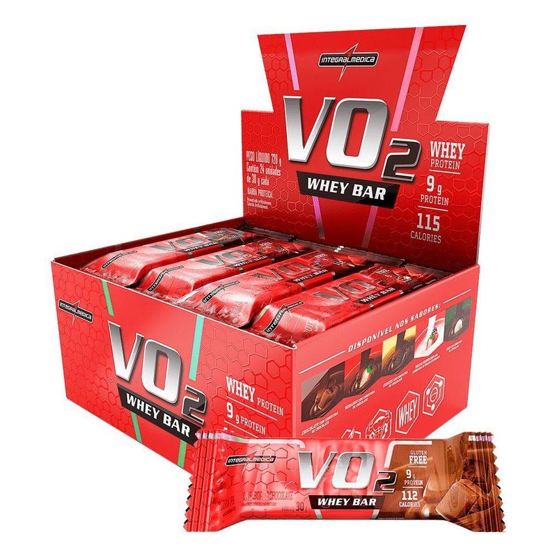 Barra Proteína Vo2 Whey Bar 12 Unidades - Integralmedica Chocolate