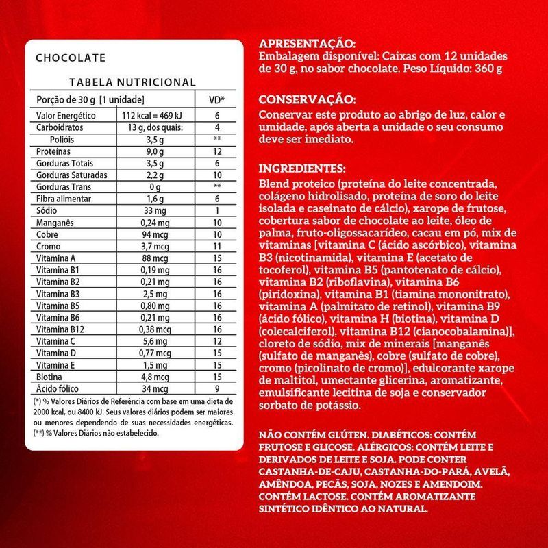 Barra Proteína Vo2 Whey Bar 12 Unidades - Integralmedica Chocolate