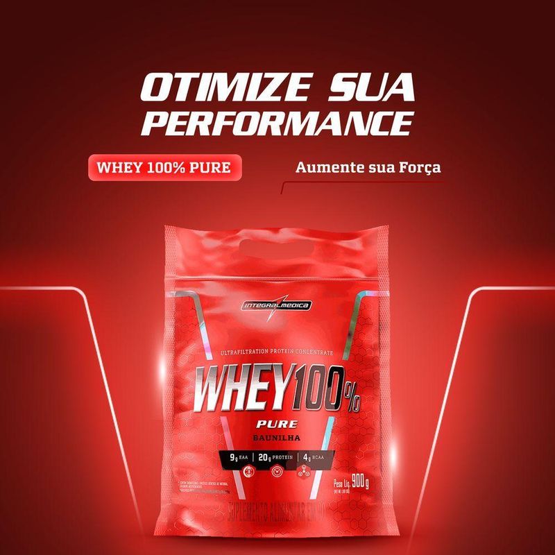 Proteína Concentrada Integralmedica Whey 100% Pure 900g Baunilha
