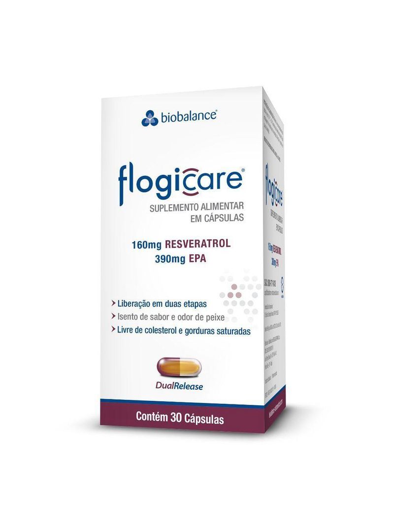 Flogicare Biobalance Resveratrol 160mg E ô-3 Epa 390mg - 30 Cápsulas