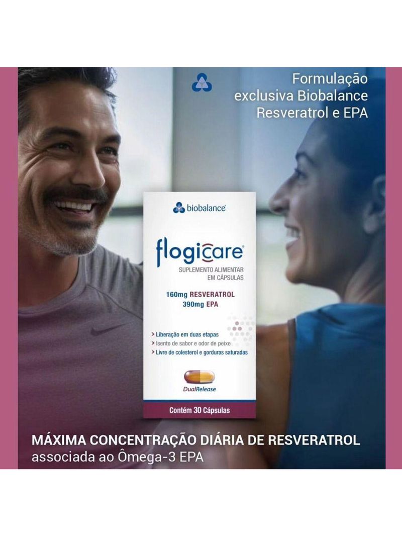 Flogicare Biobalance Resveratrol 160mg E ô-3 Epa 390mg - 30 Cápsulas