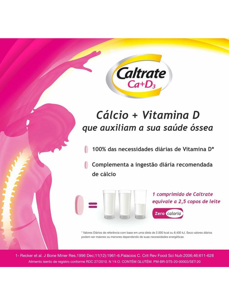 Suplemento vitamínico caltrate ca + d3 – cálcio e vitamina d