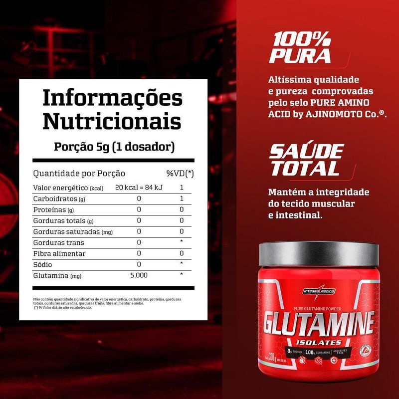 Glutamina Natural Integralmedica Glutamine 300g Neutro