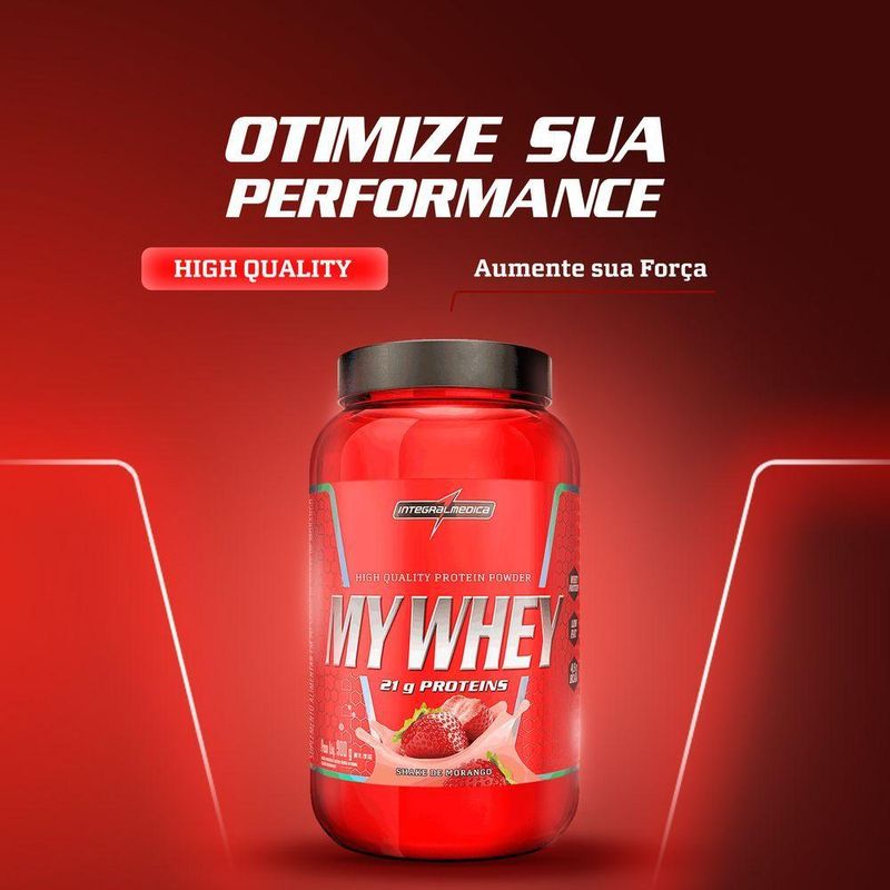 Whey Protein Integralmedica My Whey 900g Pote Morango