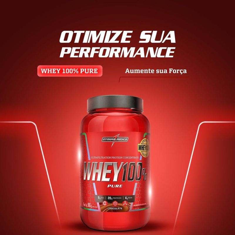 Whey 100% Pure 900g Integralmedica Chocolate