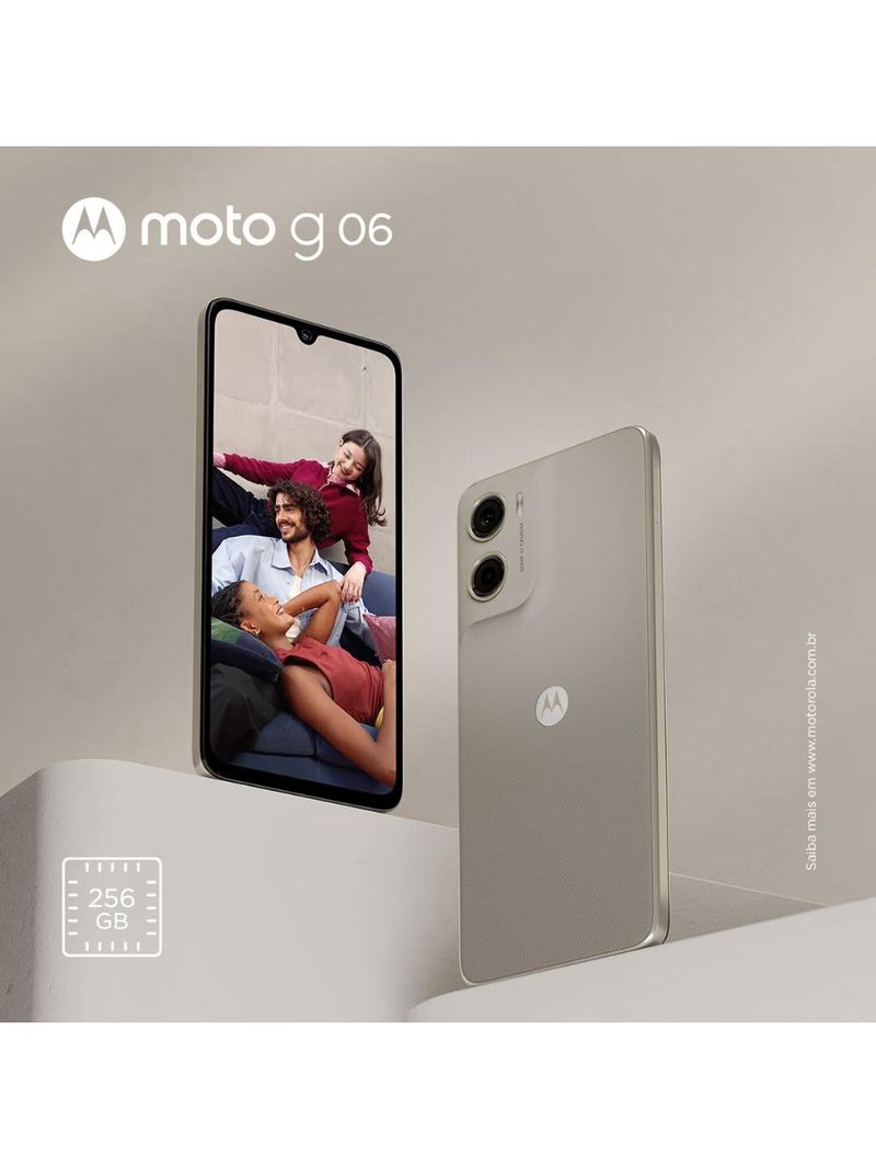 Smartphone motorola moto g06 4g tela 6,9” 256gb câmera 50mp bege