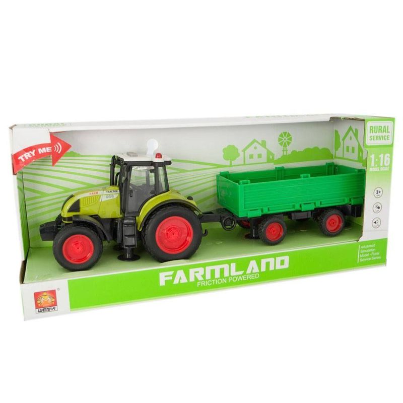 Trator Com Fricção E Reboque - Com Som E Luz - Farmland - Yes Toys