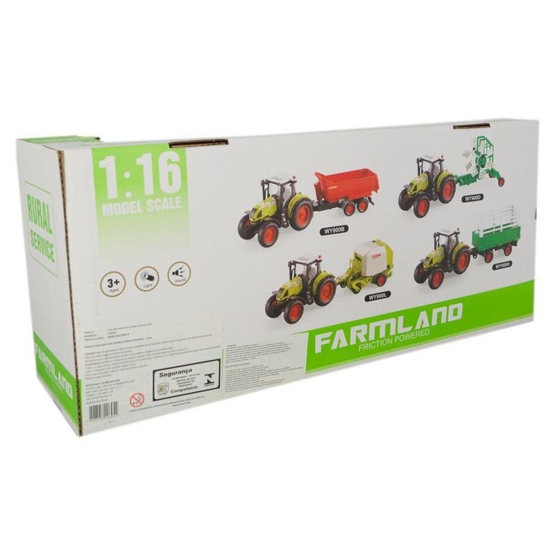 Trator Com Fricção E Reboque - Com Som E Luz - Farmland - Yes Toys