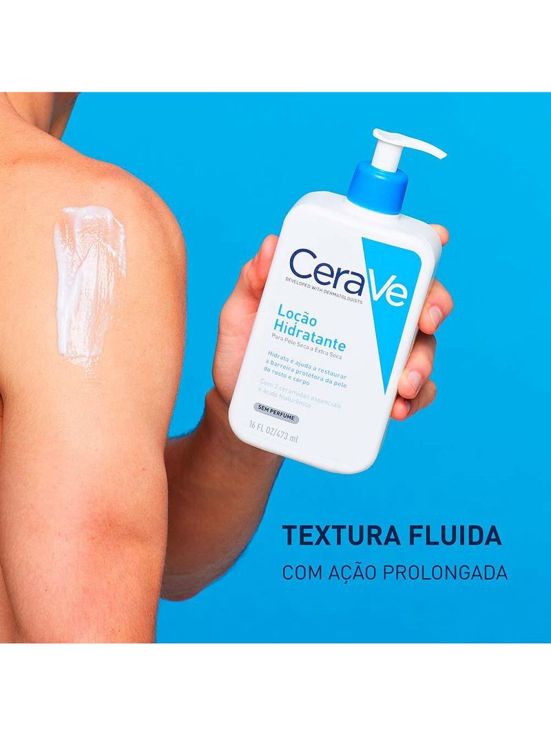 Loção hidratante corporal cerave para pele seca com Ácido hialurônico e ceramidas