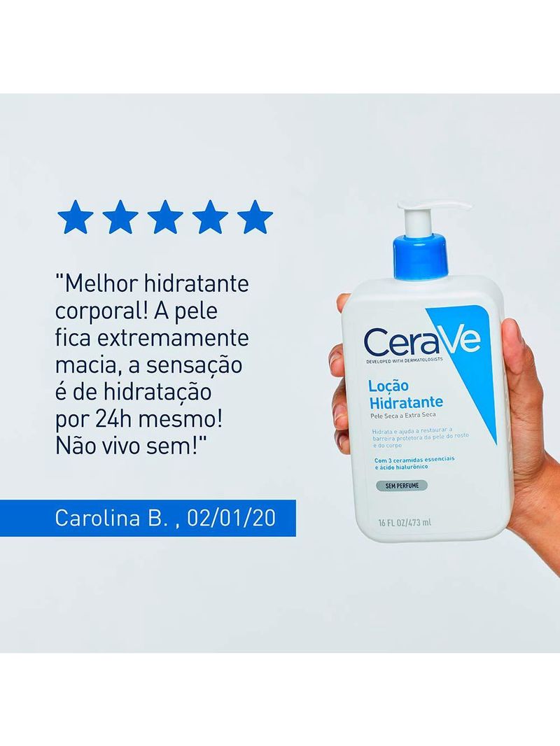 Loção hidratante corporal cerave para pele seca com Ácido hialurônico e ceramidas