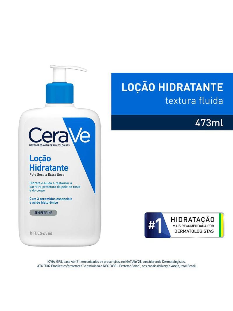 Loção hidratante corporal cerave para pele seca com Ácido hialurônico e ceramidas