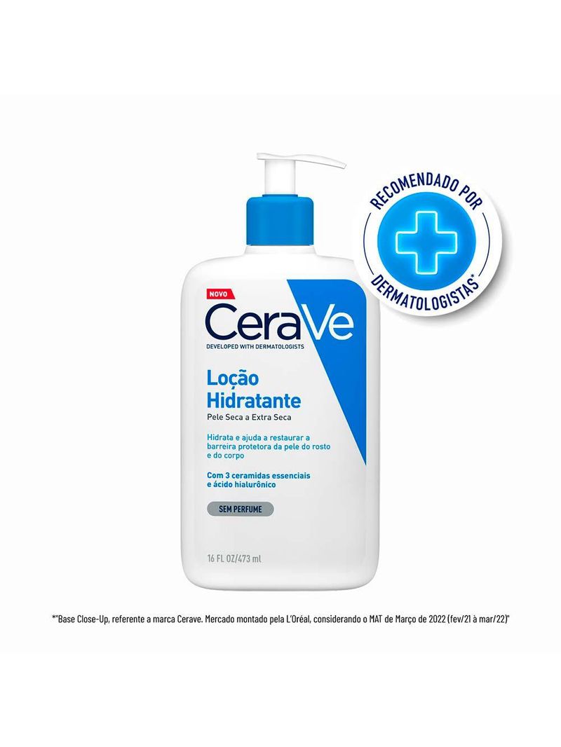 Loção hidratante corporal cerave para pele seca com Ácido hialurônico e ceramidas