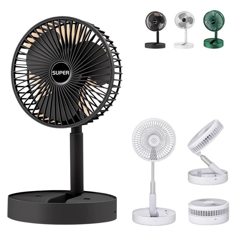 Ventilador De Mesa Dobravel Mini Circulador Ar Telescopico Usb Portatil Ajustavel Com Suporte Apoio Celular