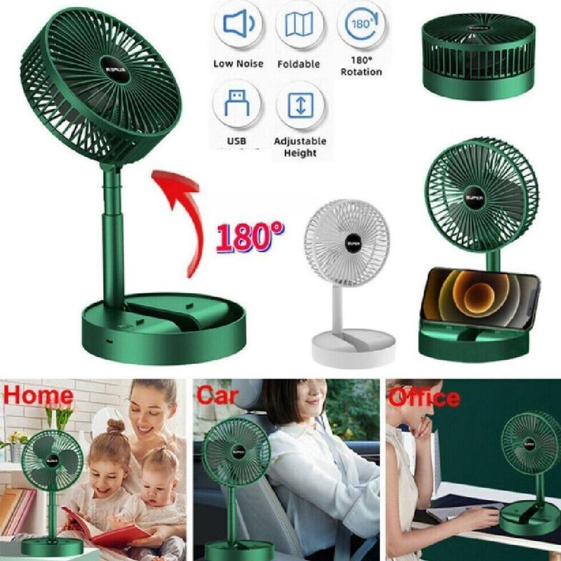 Ventilador De Mesa Dobravel Mini Circulador Ar Telescopico Usb Portatil Ajustavel Com Suporte Apoio Celular
