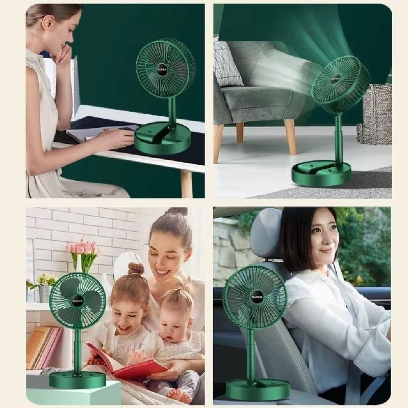 Ventilador De Mesa Dobravel Mini Circulador Ar Telescopico Usb Portatil Ajustavel Com Suporte Apoio Celular