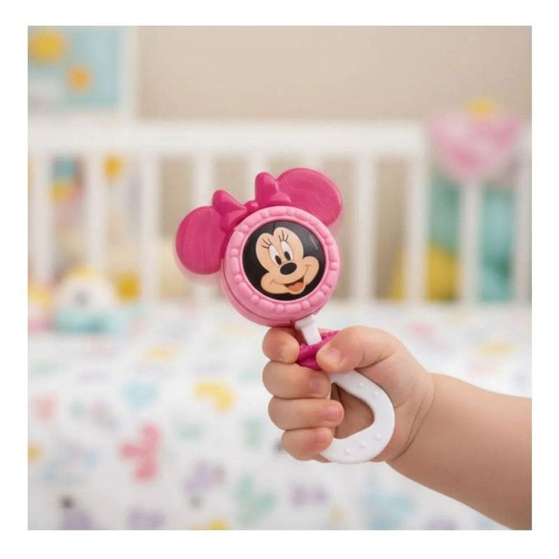 Chocalho E Mordedor Minnie Mouse Rattle Rosa Disney Meninas Rosa