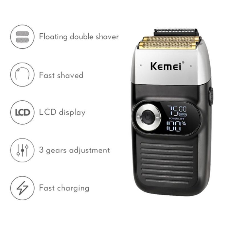 Maquina Kemei Km 2026 Shaver Sem Fio Bivolt Recarregável