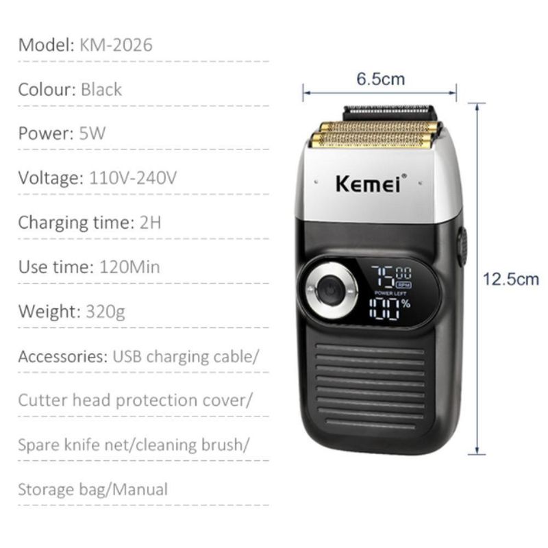 Maquina Kemei Km 2026 Shaver Sem Fio Bivolt Recarregável