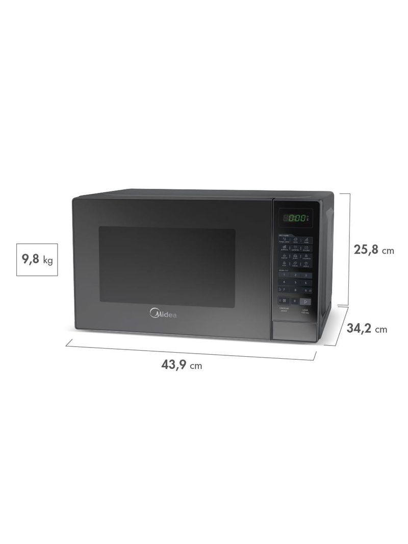 Micro-ondas Midea 20L Porta Espelhada Minuto Fácil Prata MRAE21 110V