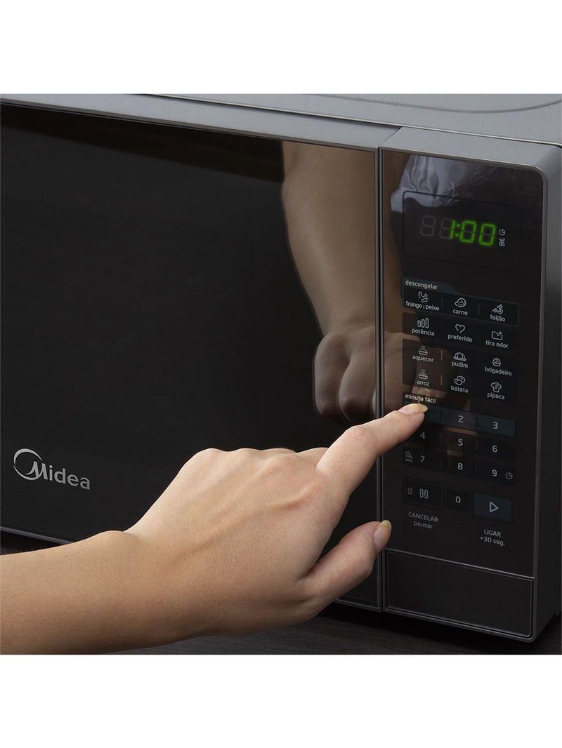 Micro-ondas Midea 20L Porta Espelhada Minuto Fácil Prata MRAE21 110V