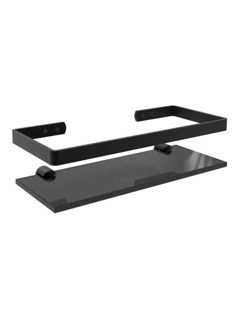 Suporte Porta Shampoo Prateleira De Vidro 10x35 Cm Preto