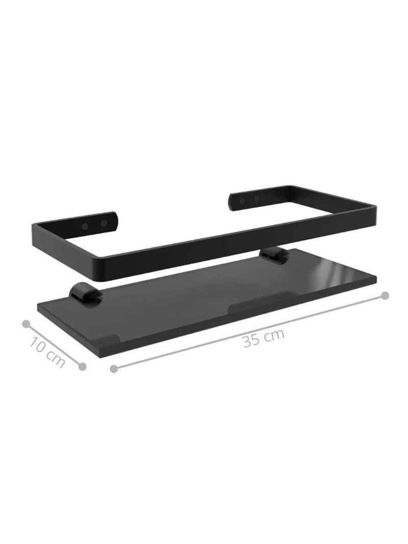 Suporte Porta Shampoo Prateleira De Vidro 10x35 Cm Preto
