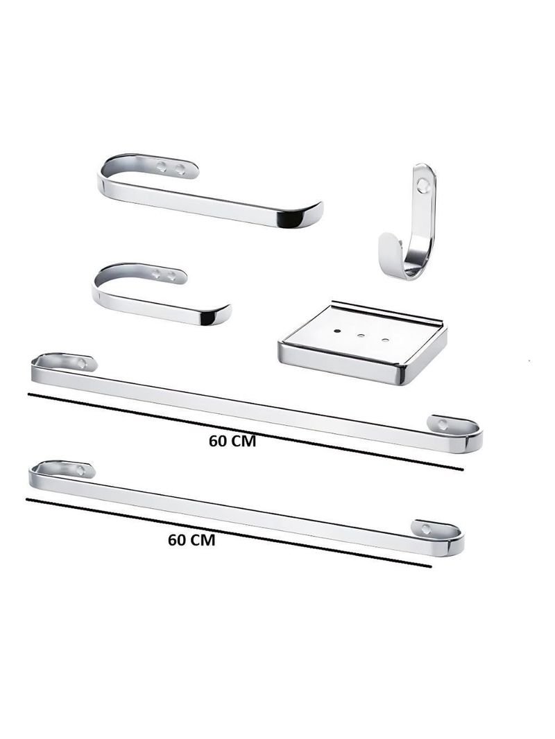 Suporte Kit De Banheiro 6 Peças Com Porta Tolha Banho 60 Cm