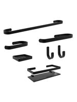 Suporte Kit De Acessório Para Banheiro 7 Peças Preto