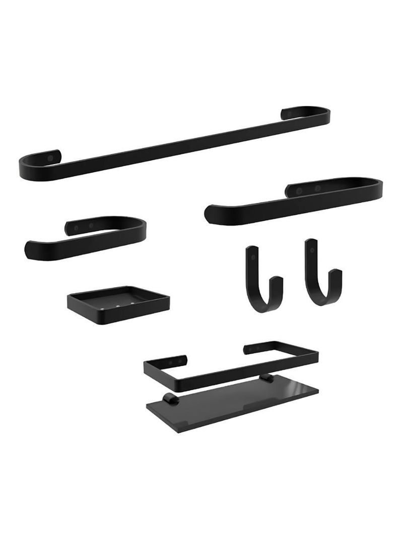 Suporte Kit De Acessório Para Banheiro 7 Peças Preto