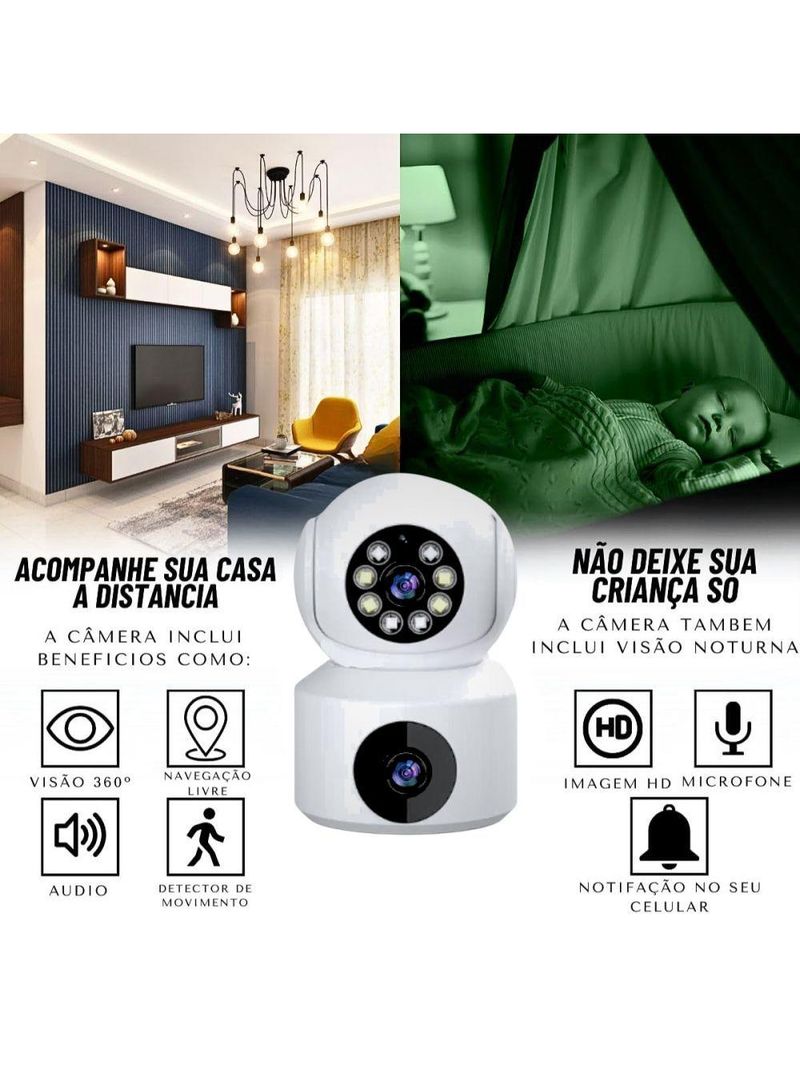 Câmera Babá Eletrônica Wi-fi 360° Full Hd 1080p