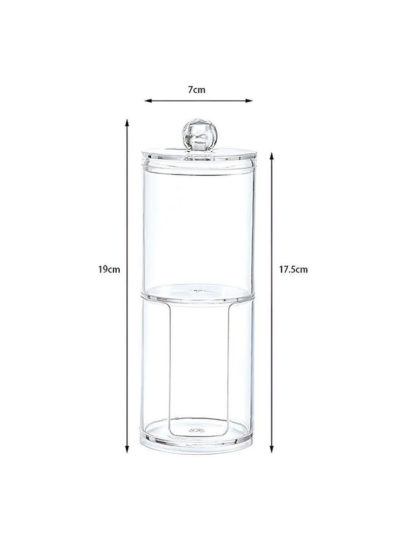 Porta Algodão Cotonete Transparente Tampa - Organizador De Maquiagem E Itens De Beleza Em Acrílico Transparente