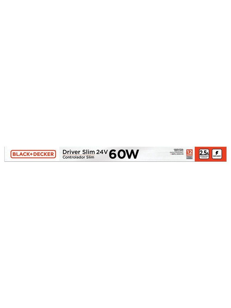 Fonte driver slim fita de led 100-240v 25a 60w black+decker