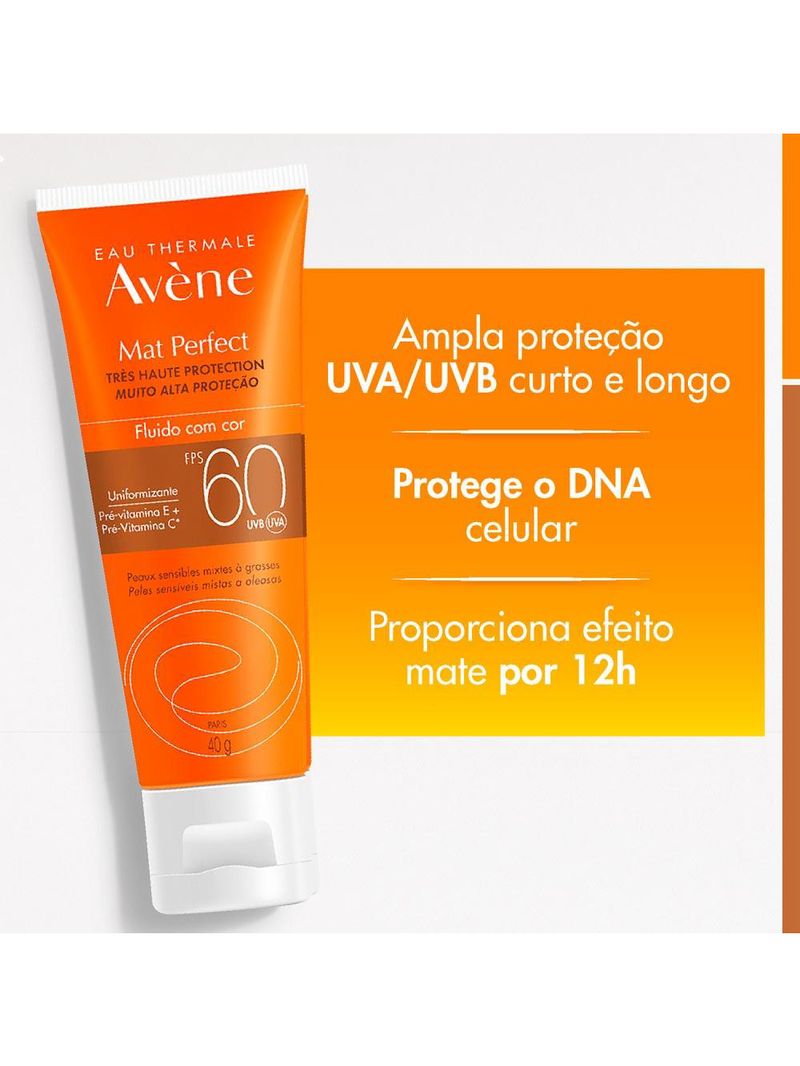 Protetor solar mat perfect fluido com cor fps60 - avène
