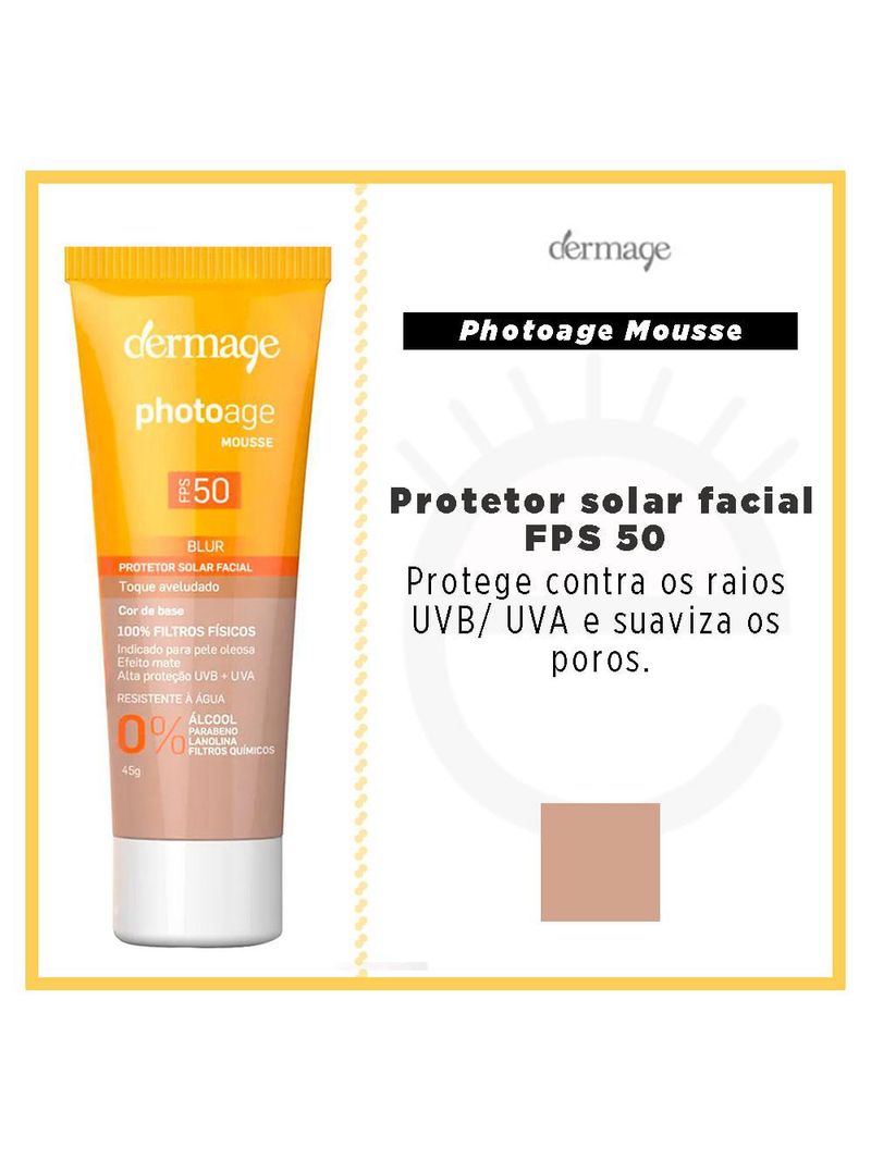 Protetor solar dermage - photoage mousse – cor clara fps 50