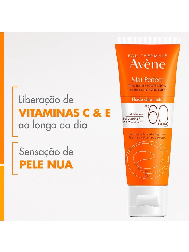 Protetor solar avène mat perfect fluido sem cor fps60