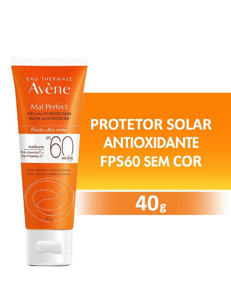 Protetor solar avène mat perfect fluido sem cor fps60