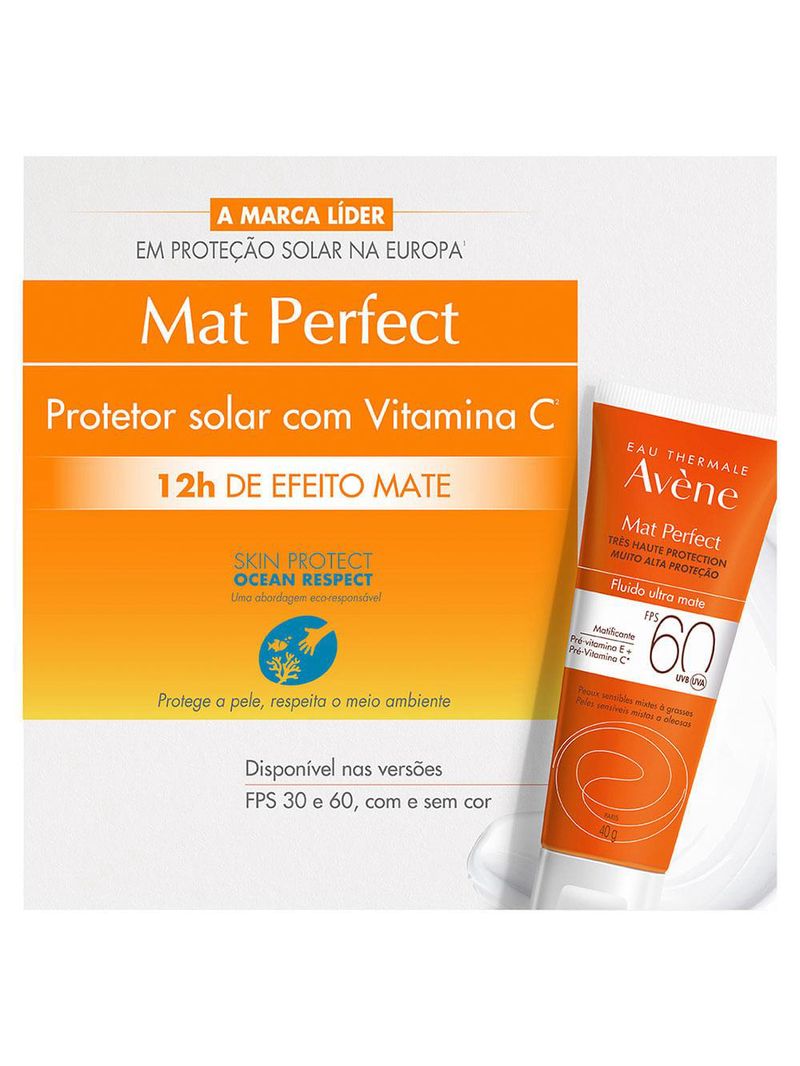 Protetor solar avène mat perfect fluido sem cor fps60