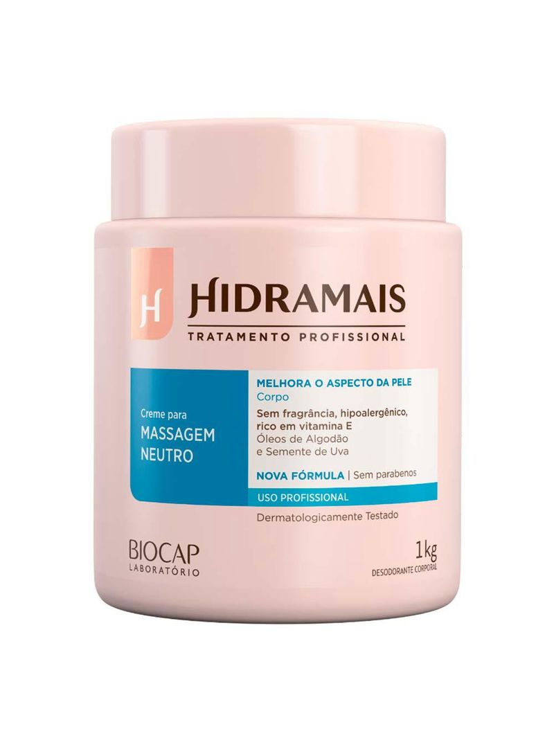 Creme neutro para massagem hidramais profissional