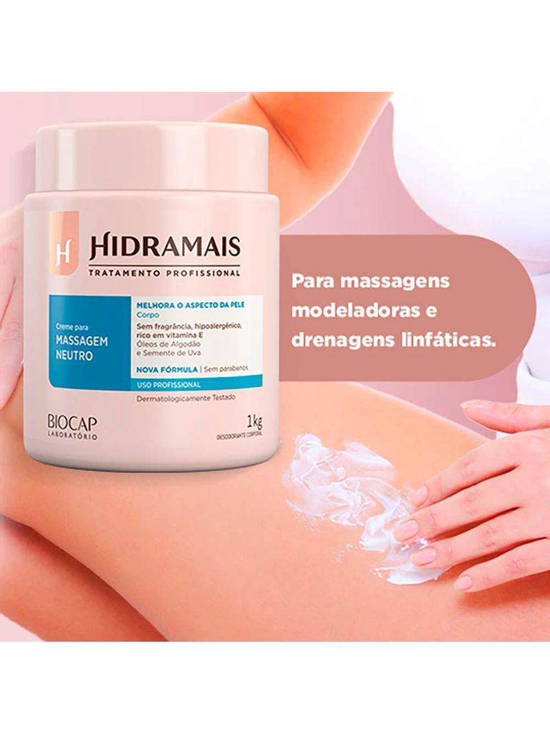 Creme neutro para massagem hidramais profissional