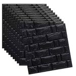 Papel De Parede Tijolinho 3d Preto Placa Adesivo 77x70cm