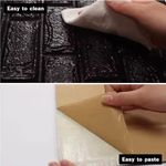 Papel De Parede Tijolinho 3d Preto Placa Adesivo 77x70cm
