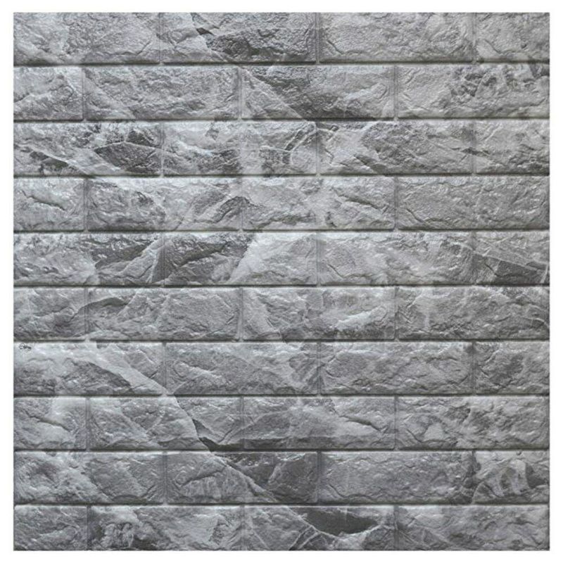 Placa Tijolinho De Parede Papel Tijolo Cinza Adesivo 77x70cm