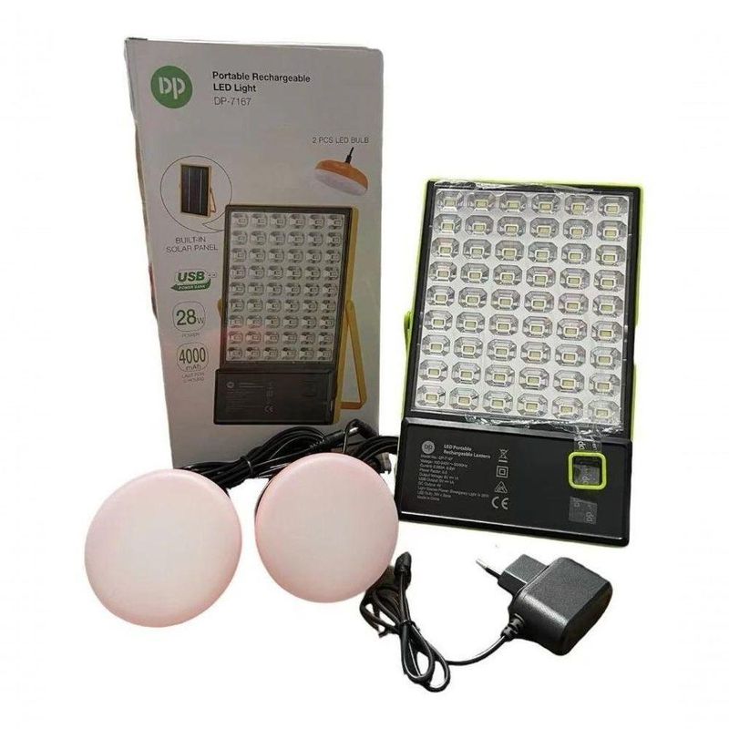 Kit Gerador Energia Solar Luminária 54 Leds 28w 2 Lâmpadas