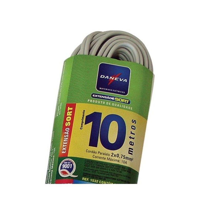 Extensao Daneva Sort Pl Cordao Paralelo 2x075mm 10m Cor Sortida Ref1532