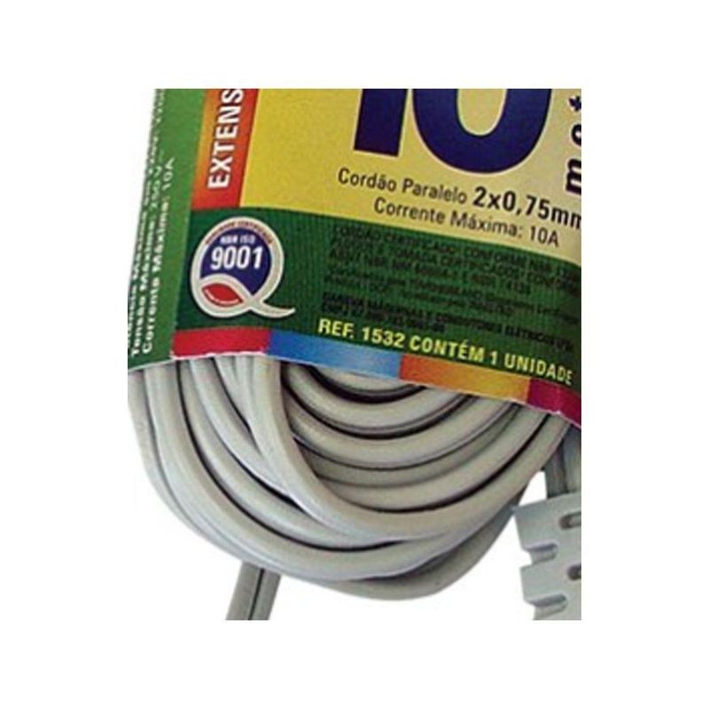 Extensao Daneva Sort Pl Cordao Paralelo 2x075mm 10m Cor Sortida Ref1532