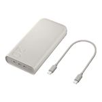 Carregador Portátil Power Bank 20000mAh Samsung 3 Portas USBC Super Rápido 45W Bege 402 Gramas EBP4520