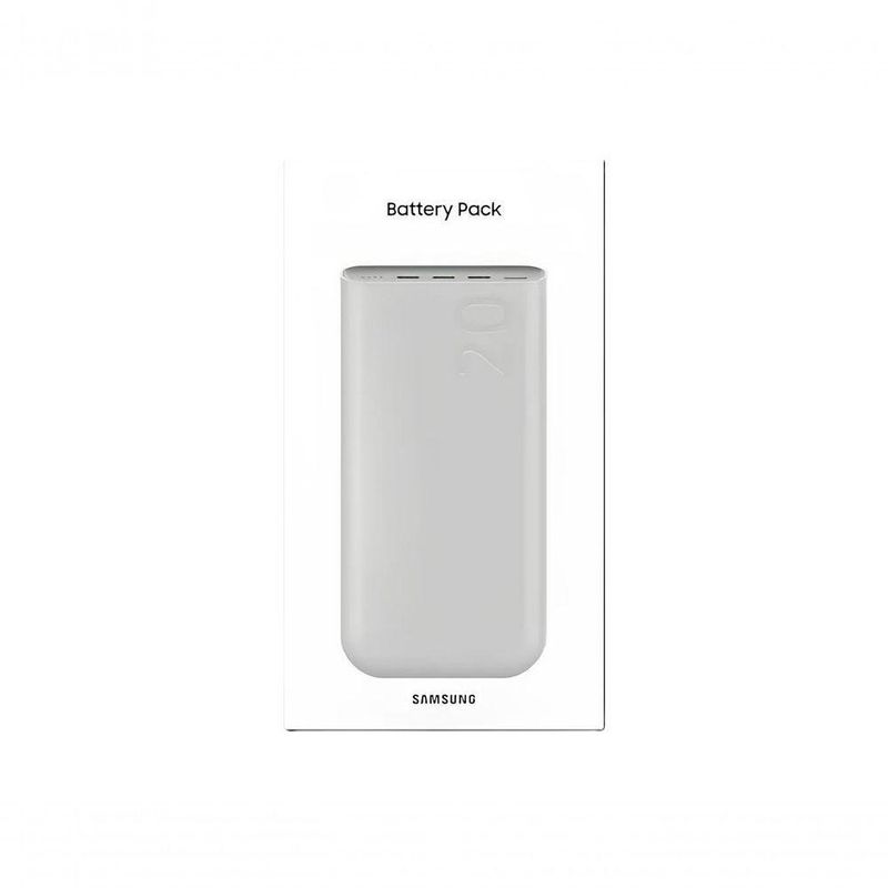 Carregador Portátil Power Bank 20000mAh Samsung 3 Portas USBC Super Rápido 45W Bege 402 Gramas EBP4520