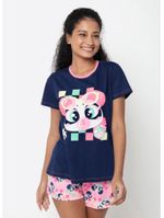 Pijama manga curta algodão feminino panda miami